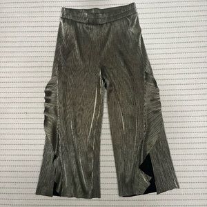 Stelen Gold Metallic Plisse Ruffle Pants